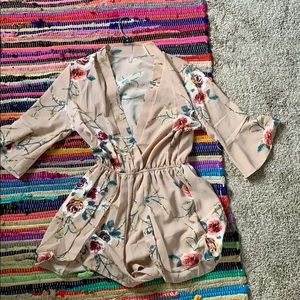 Beige Floral Romper